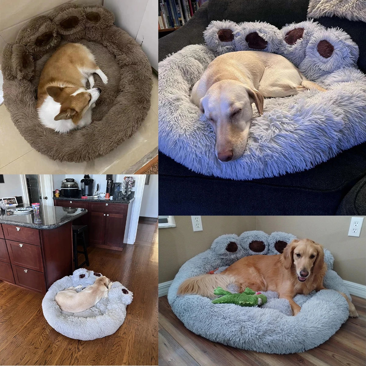 Cama Pet Pelúcia Ninho Inverno com Bordas Elevadas e Base Antiderrapante