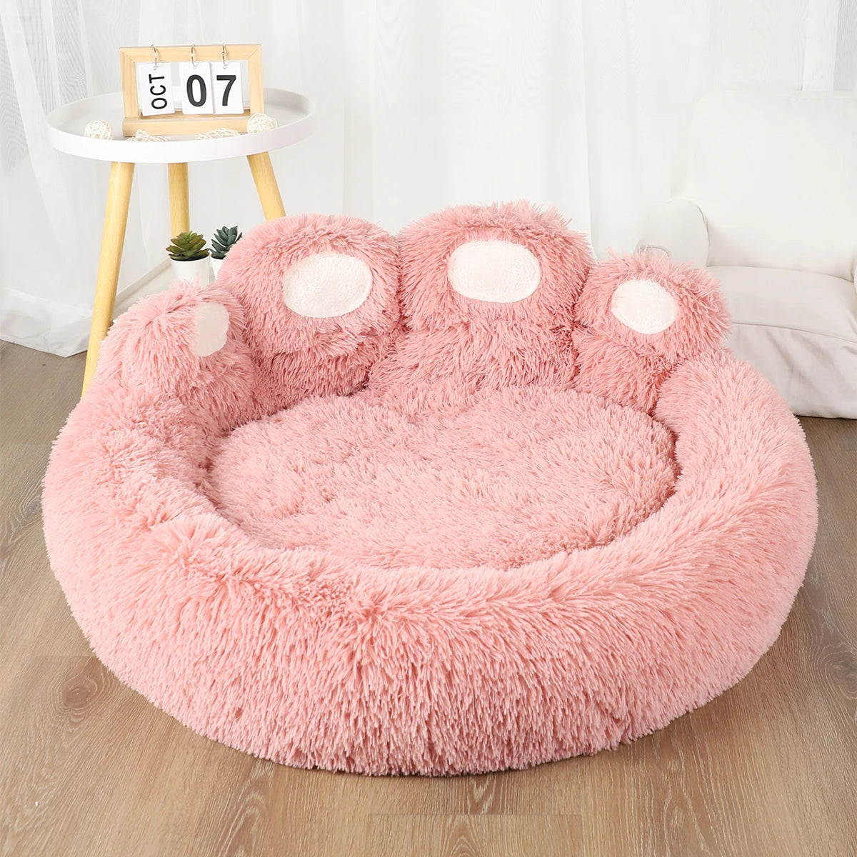 Cama Pet Pelúcia Ninho Inverno com Bordas Elevadas e Base Antiderrapante