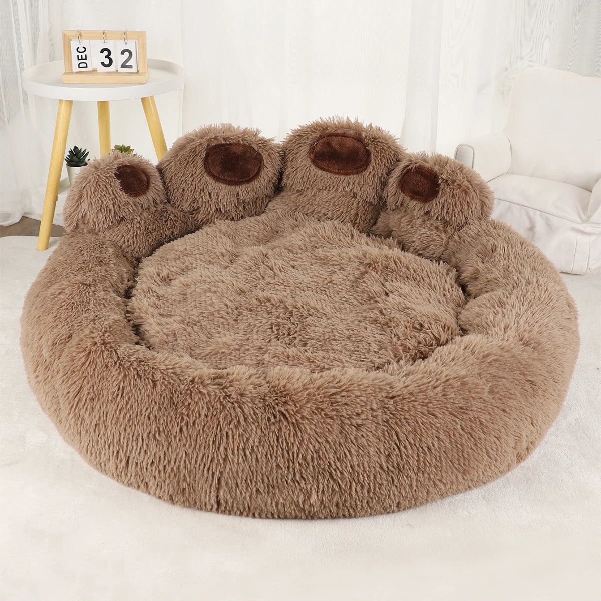 Cama Pet Pelúcia Ninho Inverno com Bordas Elevadas e Base Antiderrapante