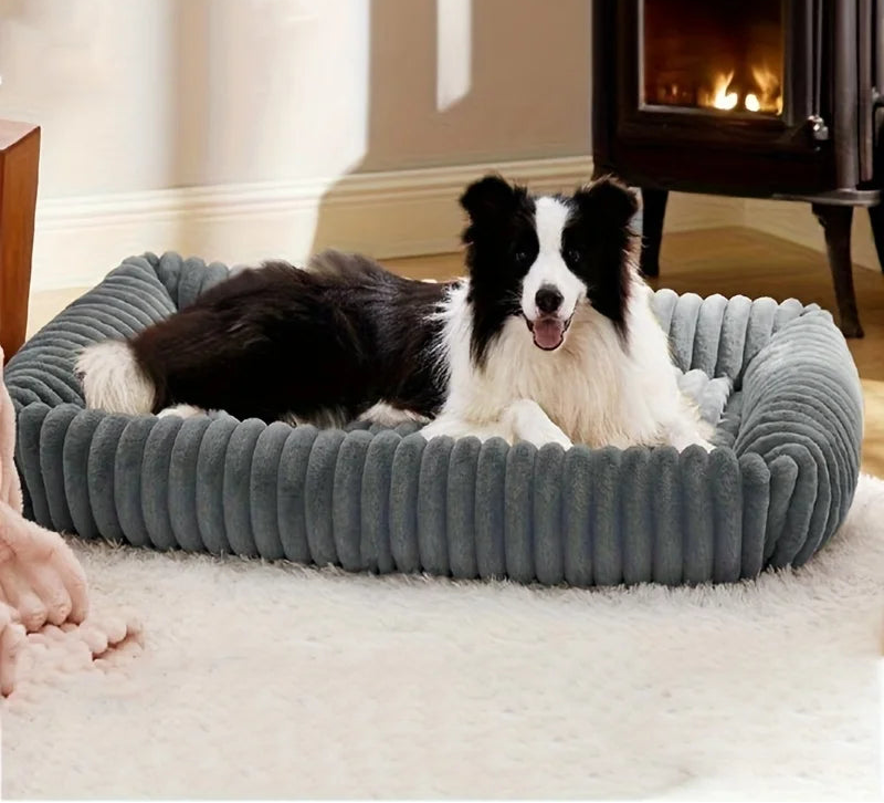 Cama Ortopédica Pet de Pelúcia com Bordas Altas e Alta Resiliência
